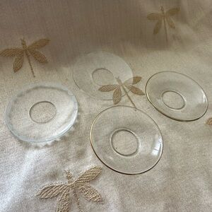 Vintage Glass Candle Bobeches. Lot of 4. Gold Edged. Plain. Etched Edged.